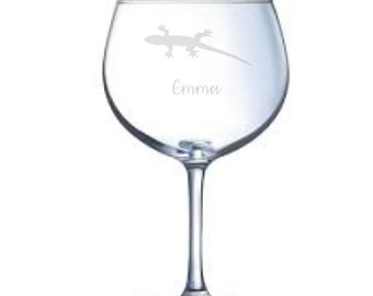 Personalised Lizard Engraved Gin Glass, Lizard Gift, Lizard Glass, Lizard Gifts, Lizard lover