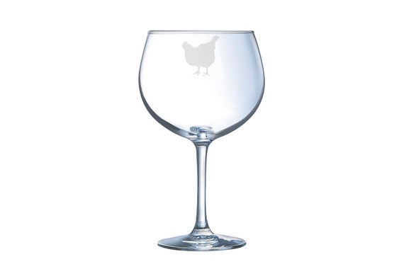 Personalised Chicken Engraved Gin Glass, Chicken Gift,  Chicken Glass, Chicken Gifts, Chicken lover