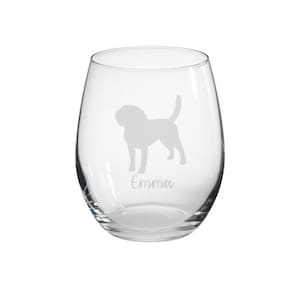 Personalised Beagle Engraved Stemless Glass, Beagle gift, Dog Gift, Personalised Gin, Dog Glass, Beagle mum, beagle gifts
