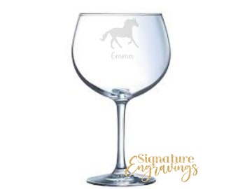 Personalised Galloping Horse Engraved Gin Glass, Horse Gift, Horse Glass, Horse Gifts, Horse lover