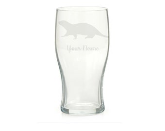 Personalised Otter Engraved Pint Glass, Otter Gift, Otter Glass, Otter Gifts, Otter lover