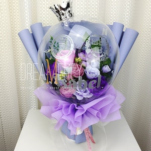 BTS Balloon, Flower Balloon Bouquet, LED Light, Flower Bouquet, Unique Gift, Gift for Her, Bridal Shower, Promotion, Proposal, Get Well, BTS