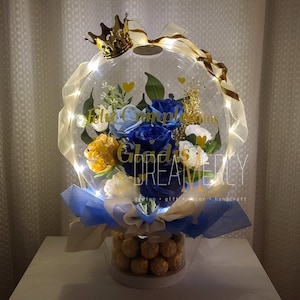 Flower Balloon Ferrero Rocher Gift Box, Candy Bouquet, Chocolate Bouquet, Personalized, Ferrero Rocher , Birthday Gift, Lindor Truffles, LED