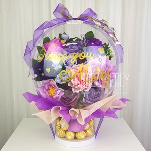 Flower Balloon Ferrero Rocher Gift Box, Candy Bouquet, Chocolate Bouquet, Personalized, Ferrero Rocher , Birthday Gift, Lindor Truffles, LED