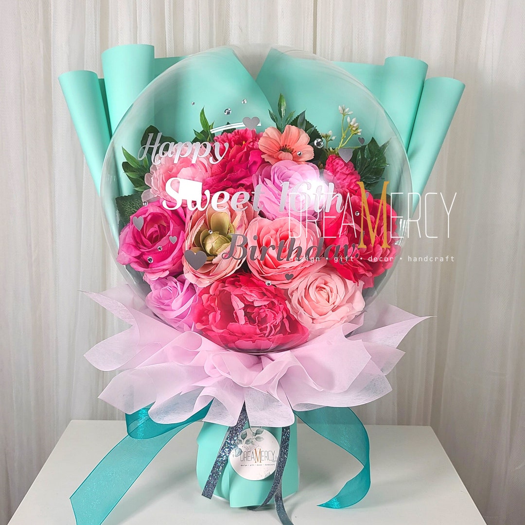 Flower Balloon Bouquet LED Lights Flower Bouquet Premium Etsy