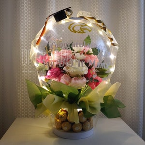Ferrero Rocher Flower Balloon Gift Box, Candy Bouquet, Chocolate Bouquet, Personalized Gift, Unique Gift, Birthday Gift, Lindor Truffle Gift