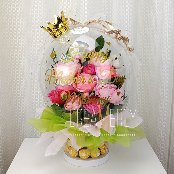 Flower Balloon Ferrero Rocher Gift Box, Flower Balloon Bouquet, Balloon Bouquet, Candy Gift, Unique Gift, Birthday Gift, Etsy Design Award