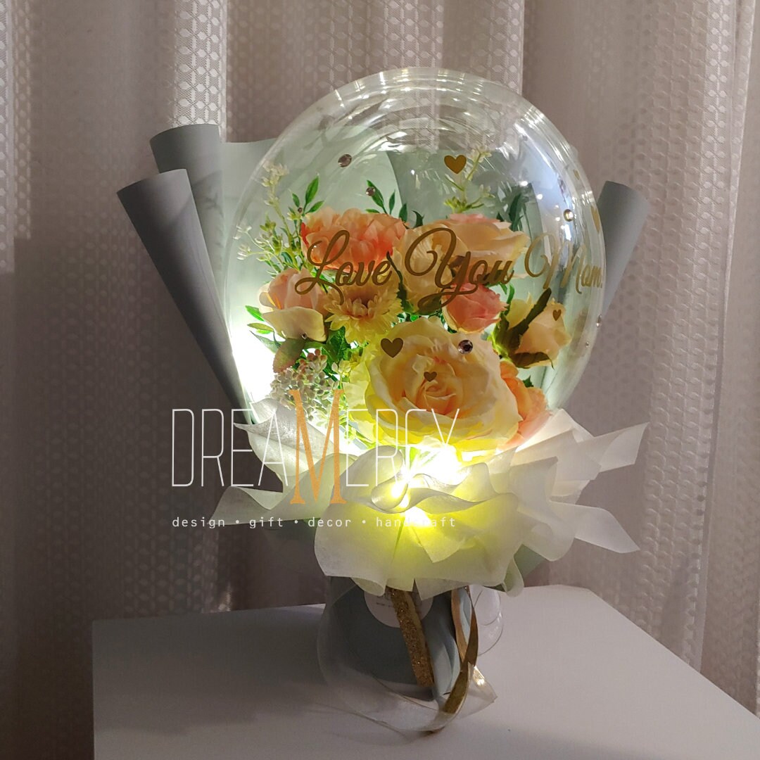 Flower Balloon Bouquet LED Lights Flower Bouquet Premium Etsy