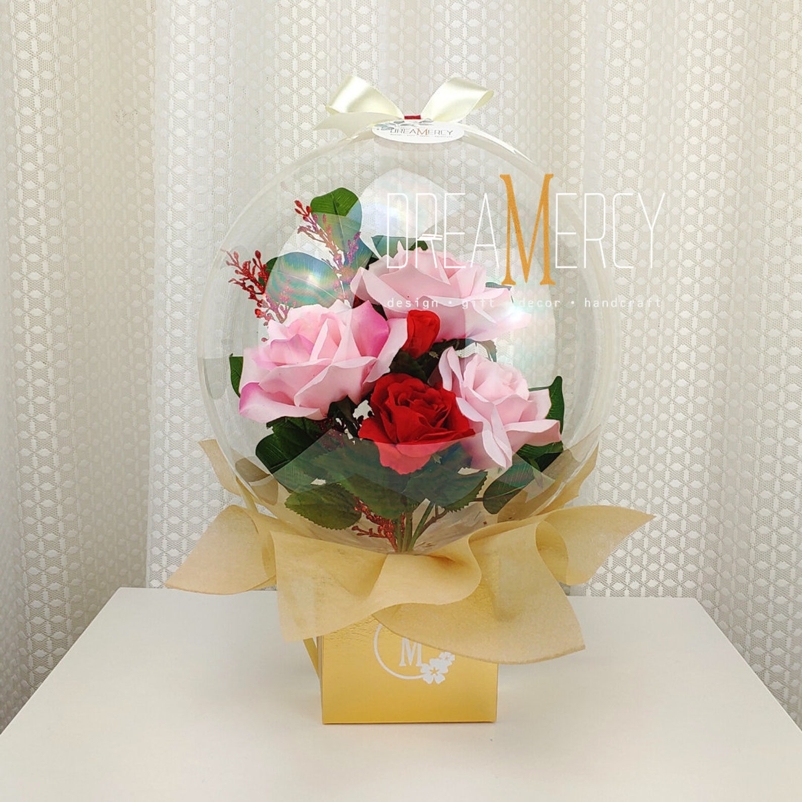 Three Roses Flower Balloon Flower in Balloon Unique Gift Etsy