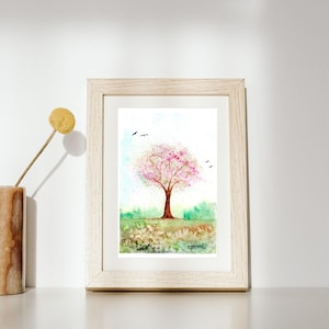 Arbol rosa. Guayacan rosado (Tabebuia rosea). Acuarela original en papel. No es una impresión. Original watercolour.