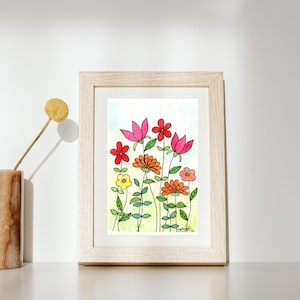Fiori. Acquerello e inchiostro su carta. Acquerello originale. Fiori, acquerello e inchiostro. Dipinto originale.