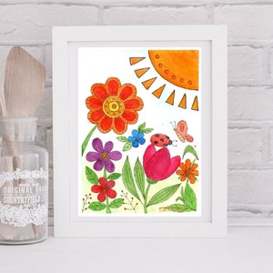 Giardino. Acquarello e inchiostro su carta. Acquerello originale. Giardino, acquerello e inchiostro. Dipinto originale.