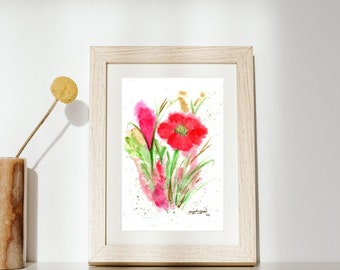 Red poppies. Red poppies. Original watercolor on paper. It is not a print. Original watercolor.