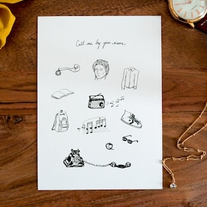 Call Me By Your Name art illustration print 5&quot; x 7&quot;