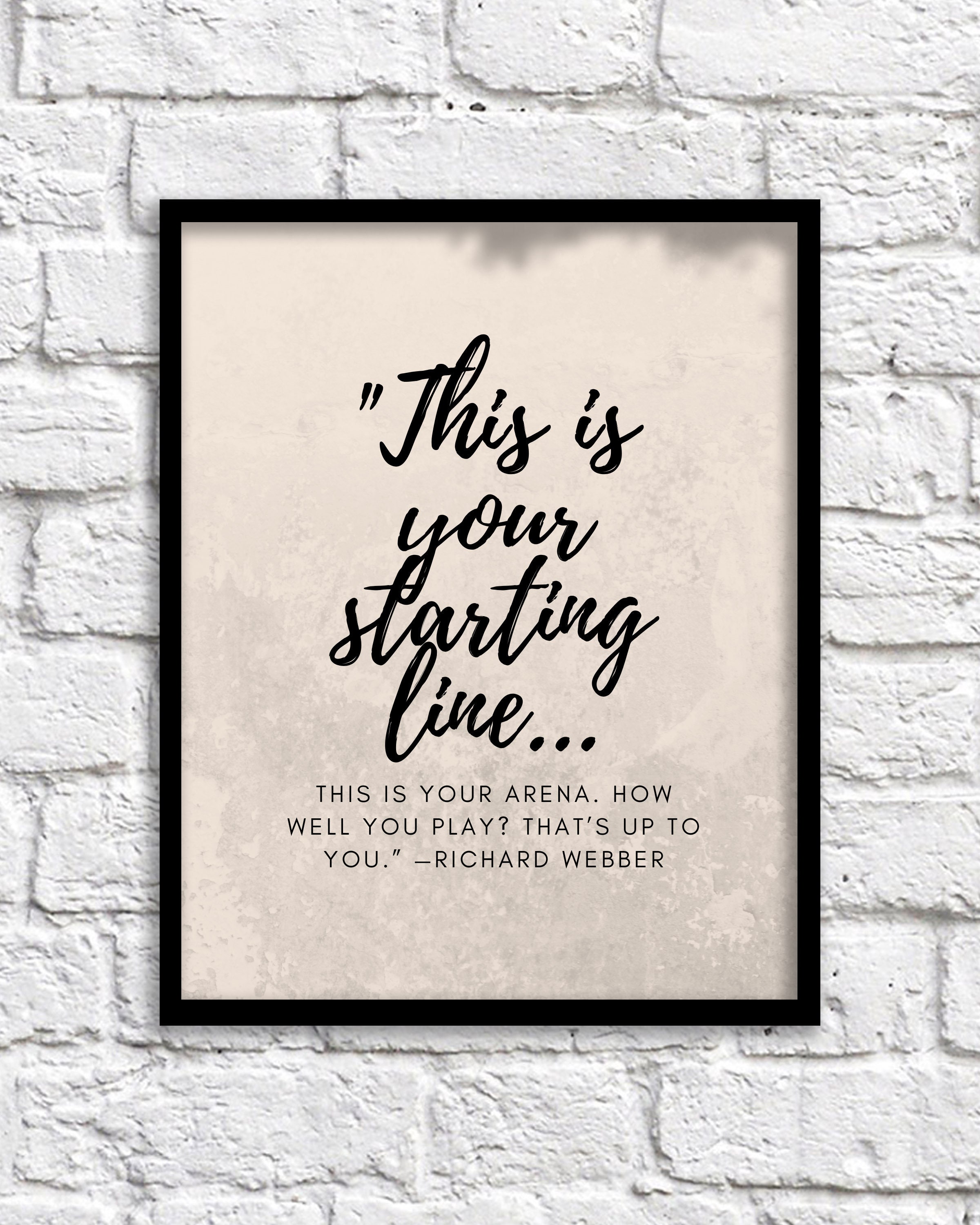 Greys Anatomy Quote, Starting Line Art Print, Text Art Print, Poster