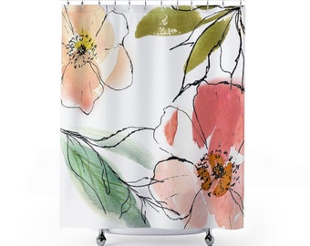 Watercolor Floral Shower Curtain, Shower Curtain, Watercolor Shower Curtain, Floral Shower Curtain, Bathroom Decor