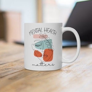 Tasse de questions de santé mentale, cadeau de thérapeute, cadeau de conseiller, tasse de sensibilisation à la santé mentale, cadeau pour ami, cadeau de thérapie, cadeau de travailleur social image 5