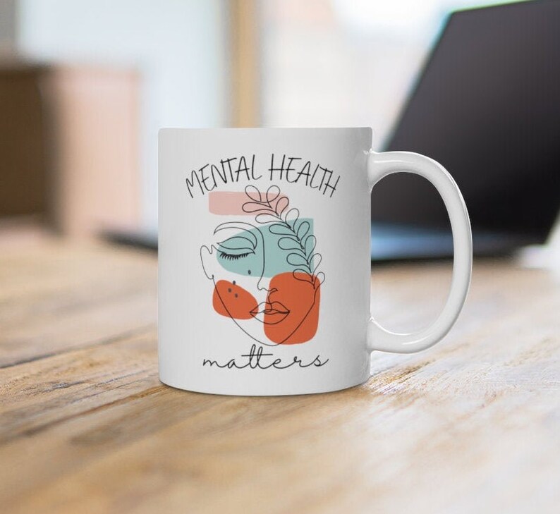 Tasse de questions de santé mentale, cadeau de thérapeute, cadeau de conseiller, tasse de sensibilisation à la santé mentale, cadeau pour ami, cadeau de thérapie, cadeau de travailleur social image 5