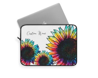 Floral Laptop Case,  Personalized Laptop Case, Rainbow, Sunflower, Laptop Sleeve, Laptop Case, Personalized, Macbook Case, Chromebook Case