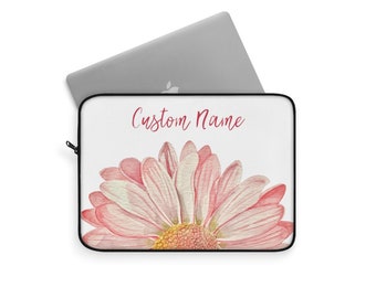 Pink Daisy Laptop Case,  Laptop Sleeve, Laptop Case, Personalized Gift, Personalized Name Laptop Case, Macbook Case, Chromebook Case