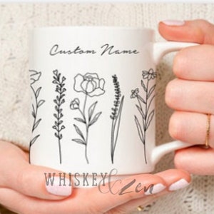 Personalized Wildflower Mug, Personalized Mug, Flower Mug, Wildflower Mug, Friend Gift, Group Gift, New Mom Gift, Bridesmaid Gift