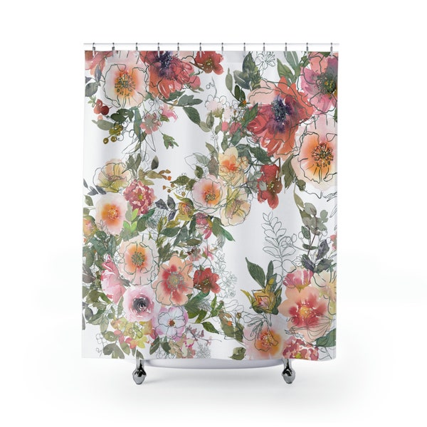 Floral Shower Curtain Etsy