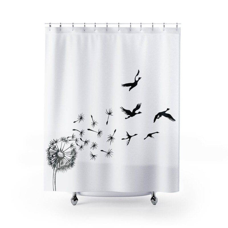 Dandelion Print Pattern Bathroom Shower Curtain