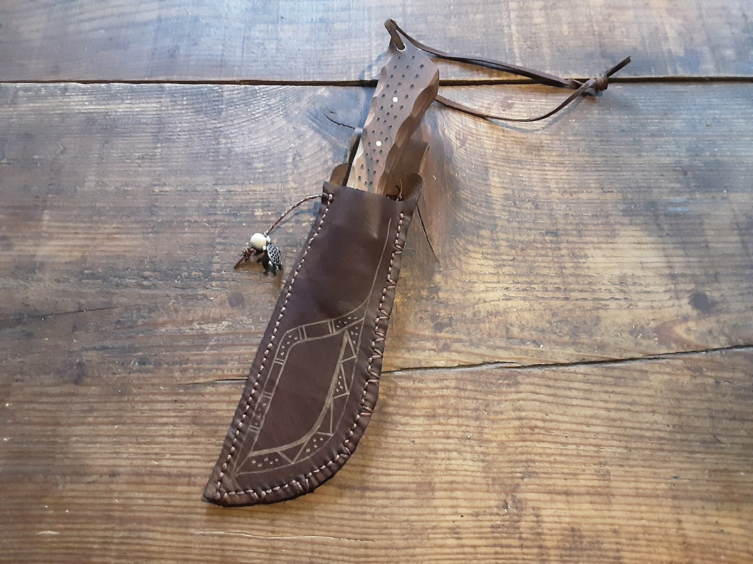and Tempered Knife in Handstitched Leather Sheath. Etsy