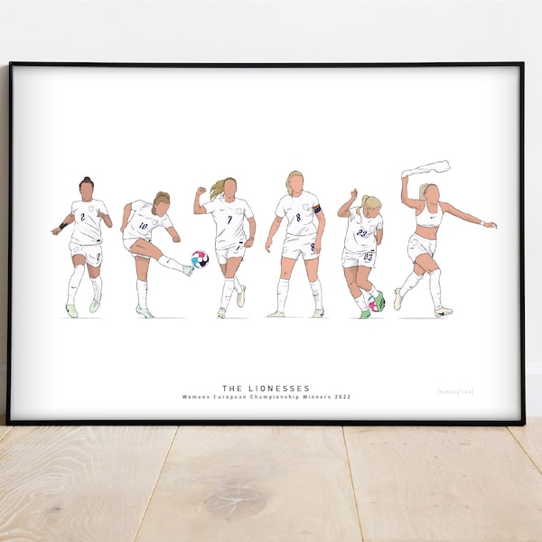 England Lionesses Euro 22 Print | Digital illustration celebrating a historic campaign | Womens, Sport, Football Memorabilia | A3, A4