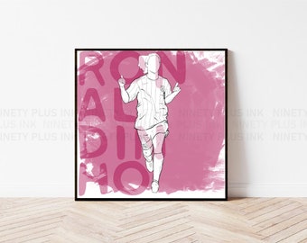 Ronaldinho Square 8x8 Art Print - Available in different finishes - Sketch or Full Colour.