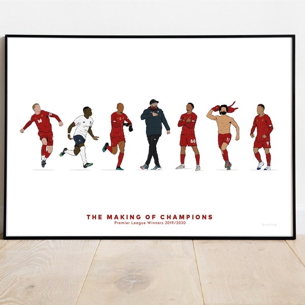 The Making Of Champions - Liverpool FC illustrative print featuring the key moments in LFC historic Premier League title winning season.