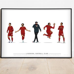 Liverpool FC - Lista de Honores Impresión Ilustrativa / Salah, Klopp, Van Dijk, Arte de Fútbol, Recuerdos / A3, A4
