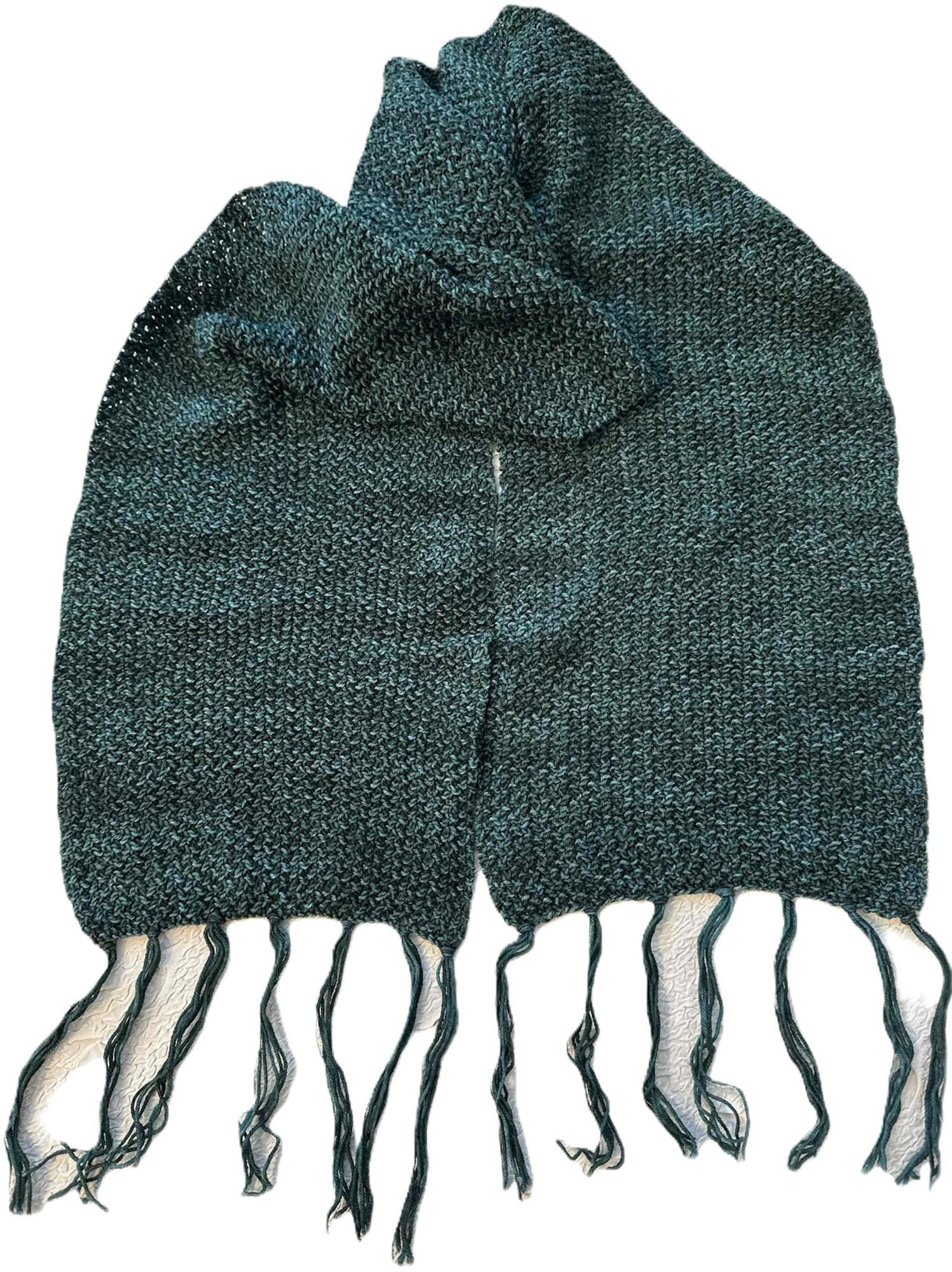Forest Green Hand Knitted Wool Scarf - Etsy