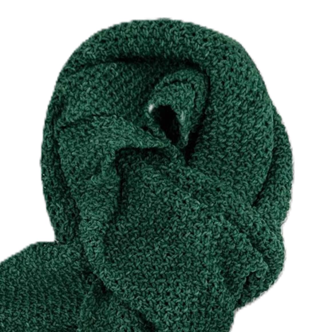 Emerald Green Hand Knitted Wool Scarf - Etsy