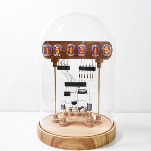 Nixie Clock Steampunk  RGB Backlight  Nixie with IN-17 Nixie tubes Beautiful Visible Circuit and fully assembled