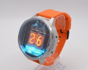 Nixie Watch the N-186 vintage Wrist Watch IP66 water resistant ,tube watch,  Aluminium and IN_16 tubes, RGB,accelerometer