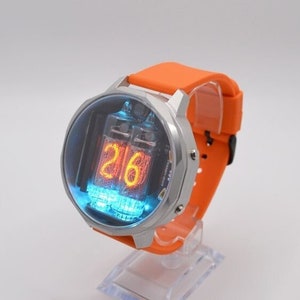 Nixie Watch the N-186 vintage Wrist Watch IP66 water resistant ,tube watch,  Aluminium and IN_16 tubes, RGB,accelerometer