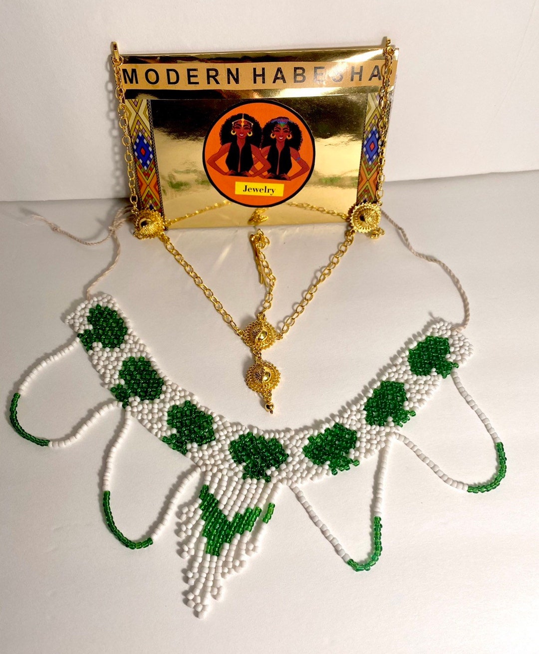 Ethiopian Headpiece Jewelry / Beaded Jewelry / African Jewelry / Oromo