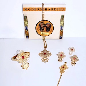 Ethiopian Meskel jewelry Set / Eritrean Jewelry / African Jewelry Set / Habesha jewelry / Ethiopian wedding Jewelry / African Wedding Gift /