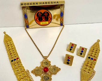 Habesha Jewelry Set: Gold-Tone African Wedding Jewelry