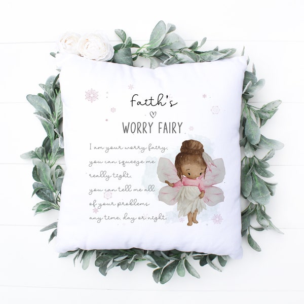 Personalised Worry Fairy Cushion, Worry Pillow Gift, Soft Fairy Pillow, Nursery Decor, Kids Bedroom Decor, Worry Cushion,