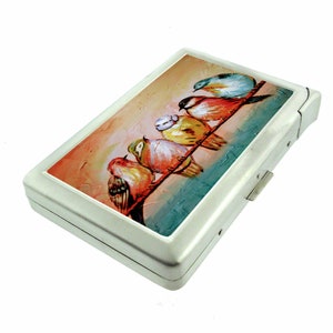 Bird Art Em1 Hip Silver Cigarro Caso com suporte de identificação de isqueiro embutido Carteira de metal Proteção RFID
