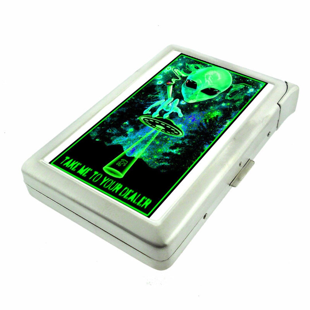 Take Me to Your Dealer Alien Em1 Hip Silver Cigarette Case With Built ...