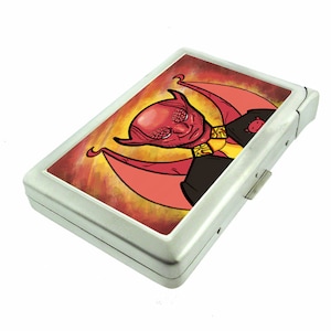 Devil Grin Em1 Hip Silver Cigarette Case con protección RFID incorporada en el soporte de identificación más ligero Cartera de metal