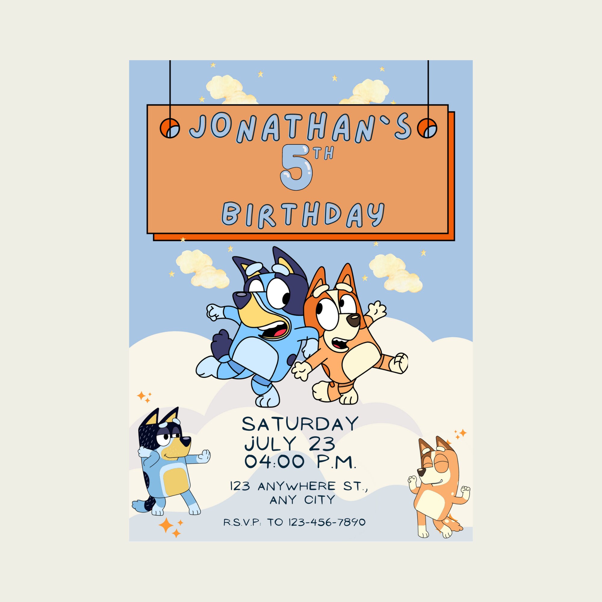 Bluey Birthday Party Invitation 