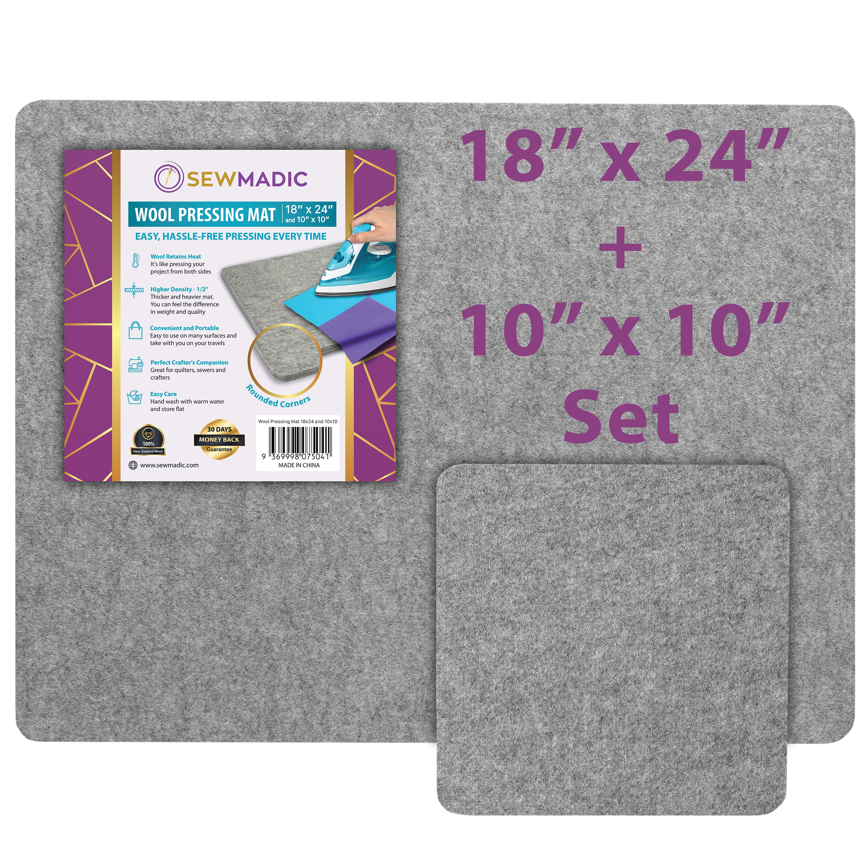 Precision Quilting Tools 13.5 x 13.5 Wool Ironing Mat - 100% New Zealand Wool Pressing Pad, Portable for Quilting Guilds and Classes!