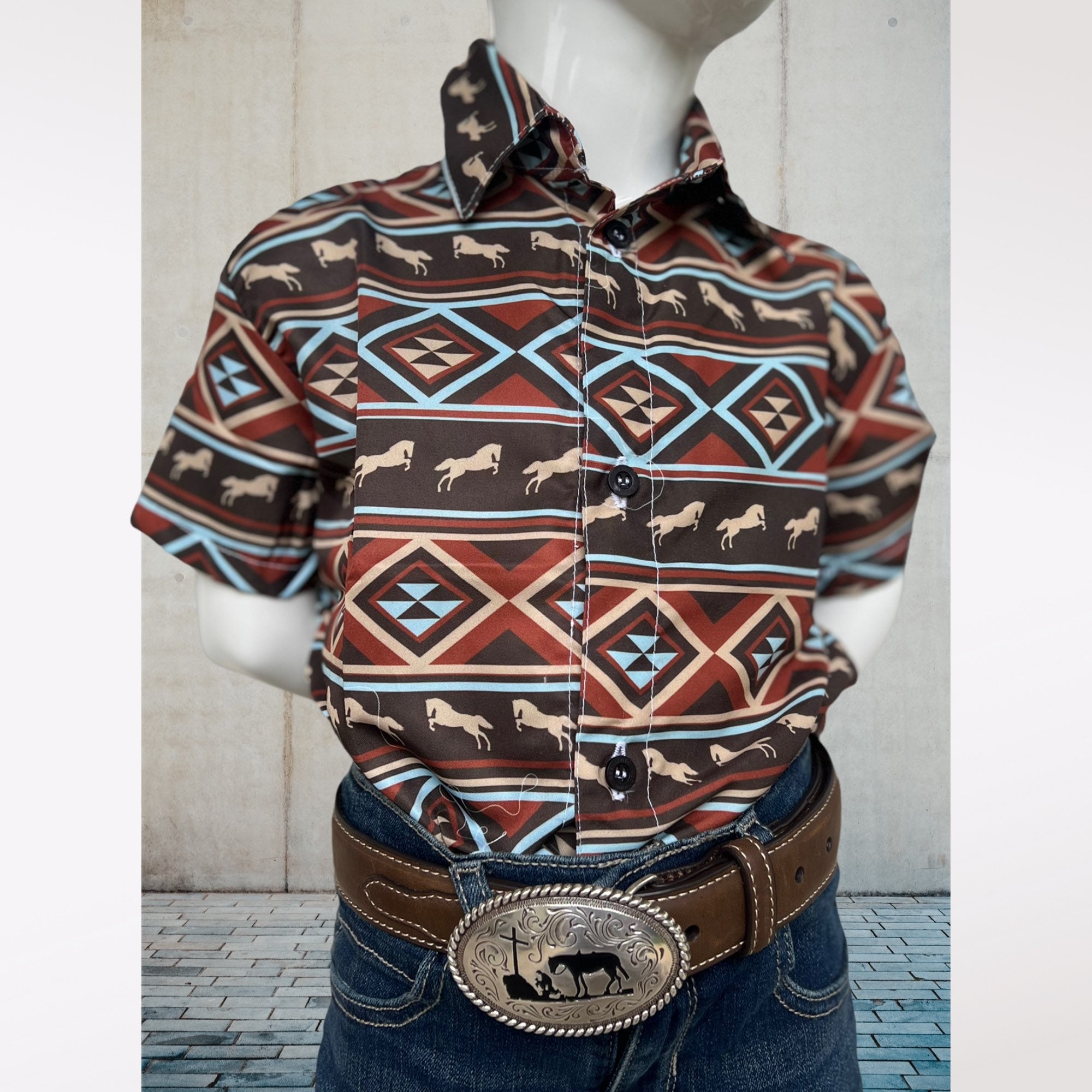 WESTERN boy short sleeve shirt cowboy vaquero | Made in Mexico | Dress shirt