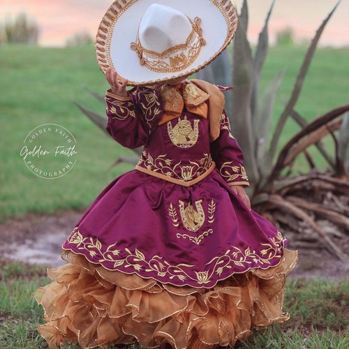 Girls Charro Charra Pink Dress for Baptism or Presentation Etsy