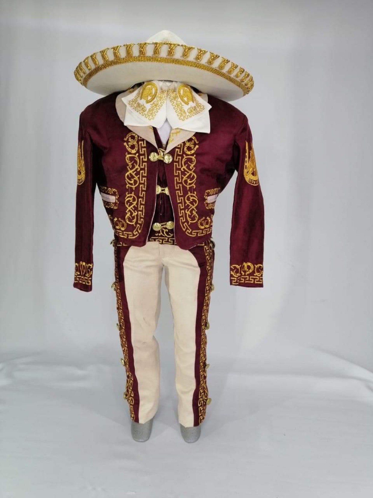 Charro Gamuza Outfit Traje Boy Mariachi Suit Burgundy/beige - Etsy