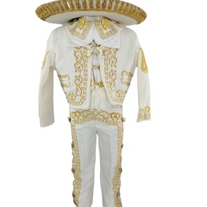 Charro Embroidered Outfit Traje Boy Mariachi Suit Gold/beige - Etsy